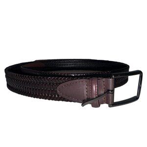 ALB Mens Belt Sz 42 Brown Braided Bonded Leather Classic Preppy Bougie Quality